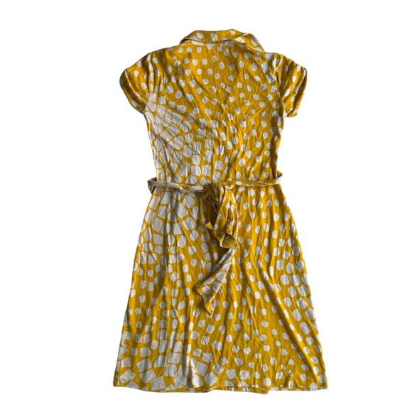 VTG DVF Jilda 100% Silk Wrap Dress Geometric Animal Print Dress Sz 2 Retro Yello - Picture 8 of 9